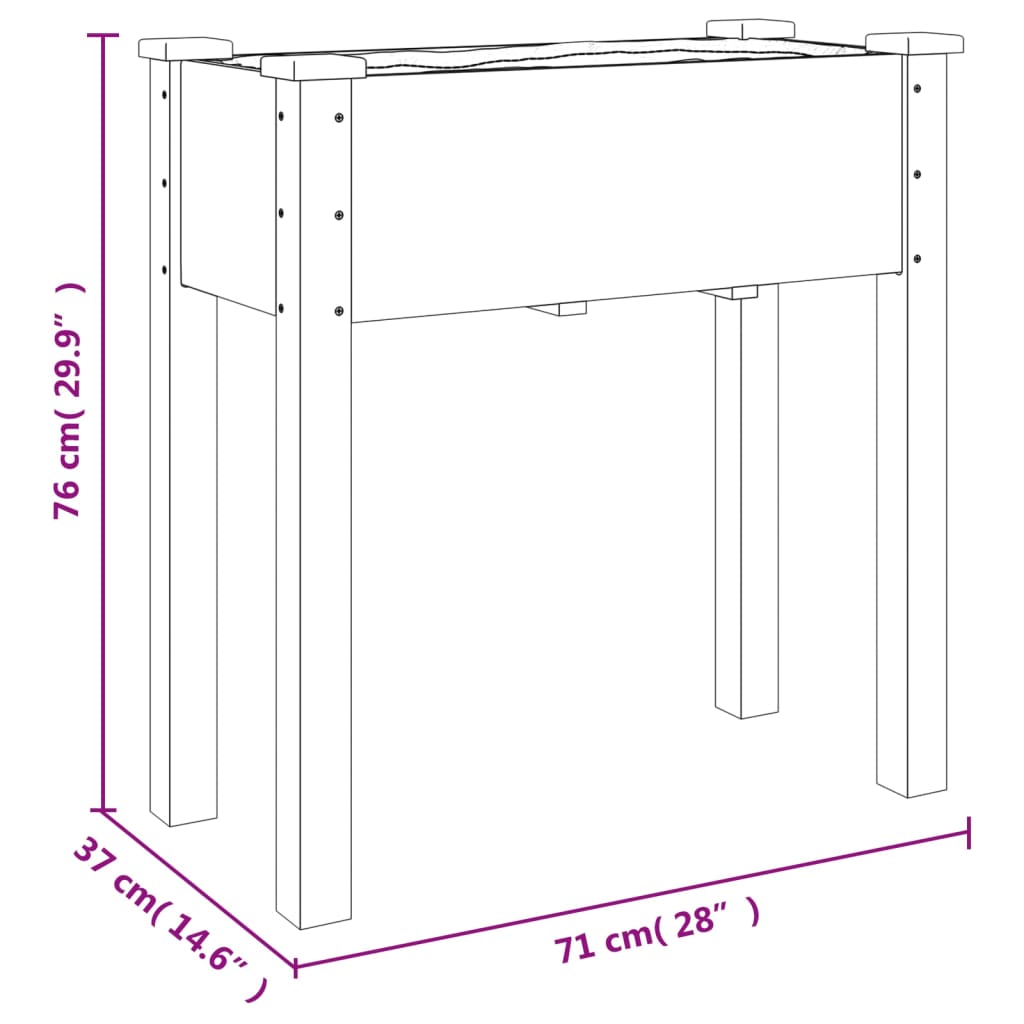 vidaXL Kvetináč s vložkou sivý 71x37x76 cm jedľový masív