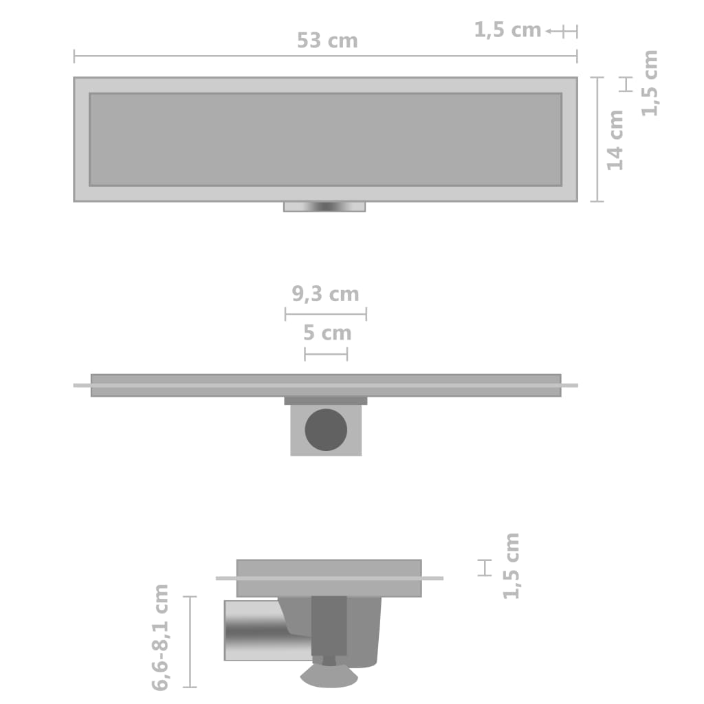 vidaXL Sprchový odtok s krytom 2 v 1 53x14 cm nehrdzavejúca oceľ