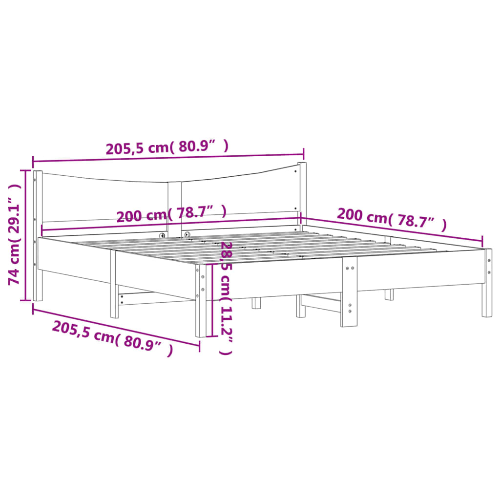 vidaXL Posteľ bez matraca biela 200x200 cm masívna borovica