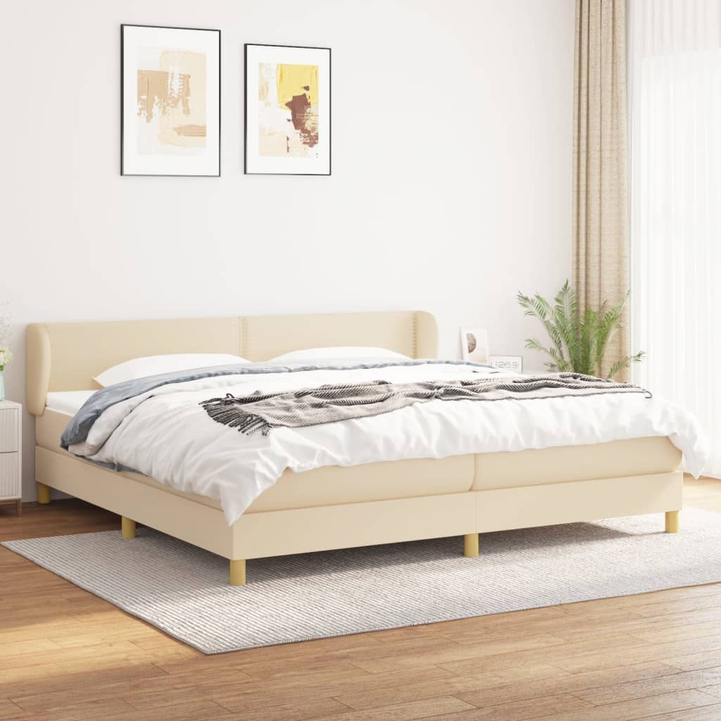 vidaXL Boxspring posteľ s matracom krémová 200x200 cm látka