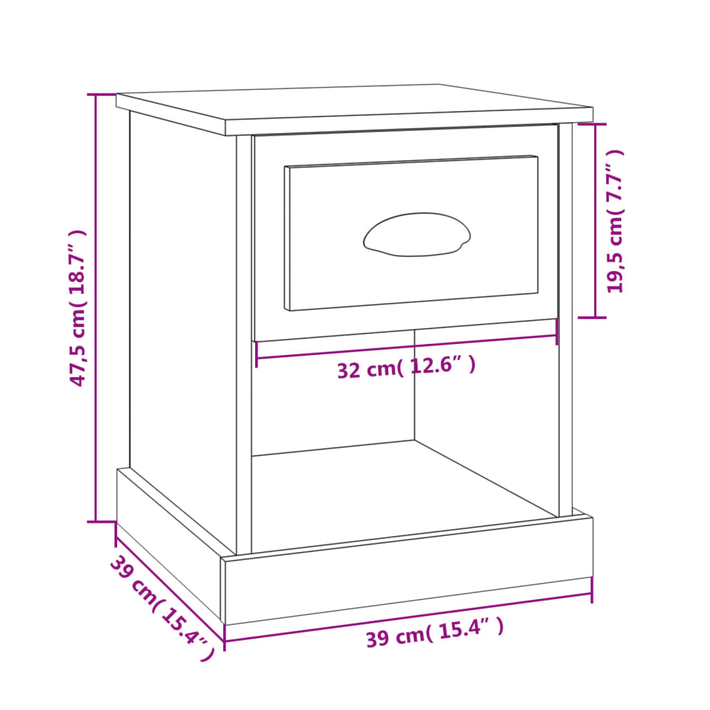 vidaXL Nočné stolíky 2 ks betónovo sivé 39x39x47,5 cm spracované drevo