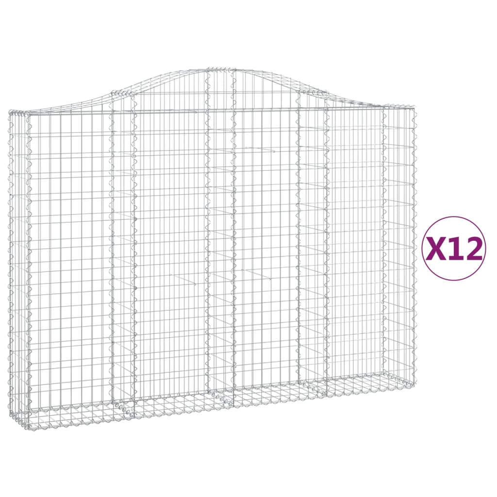 vidaXL Oblúkové gabionové koše 12 ks 200x30x140/160 cm pozink. železo