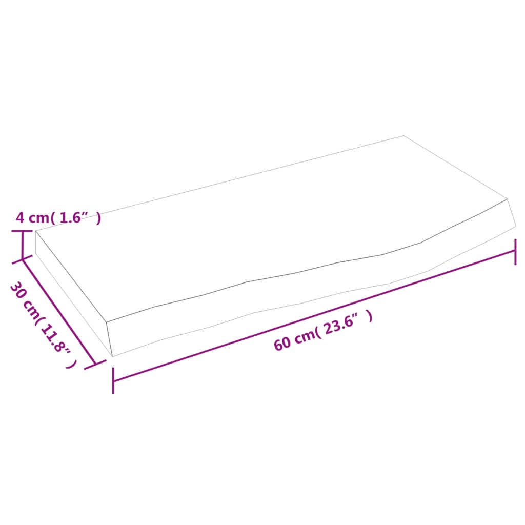 vidaXL Nástenná polica bledohnedá 60x30x(2-4) cm ošetrený masívny dub