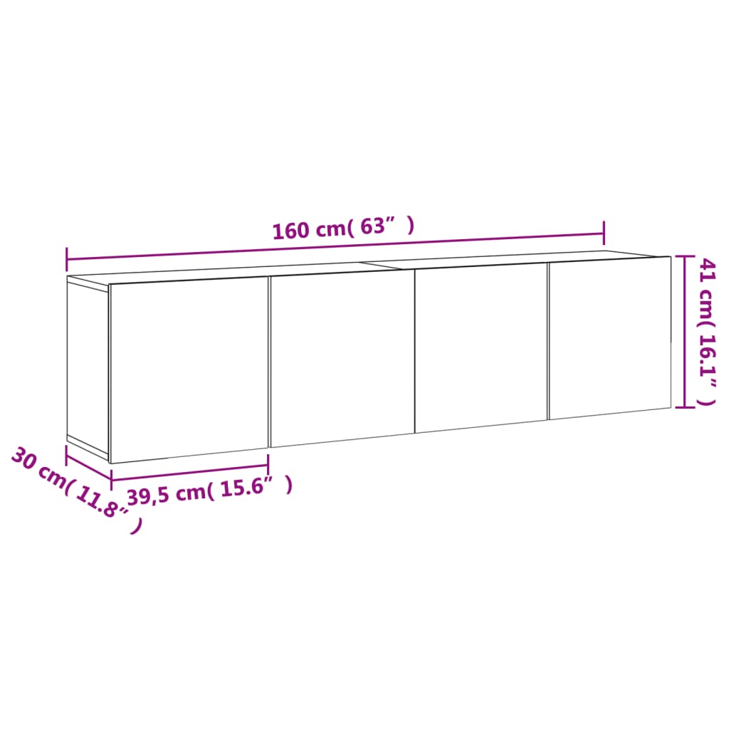 vidaXL TV skrinky nástenné 2 ks biele 80x30x41 cm