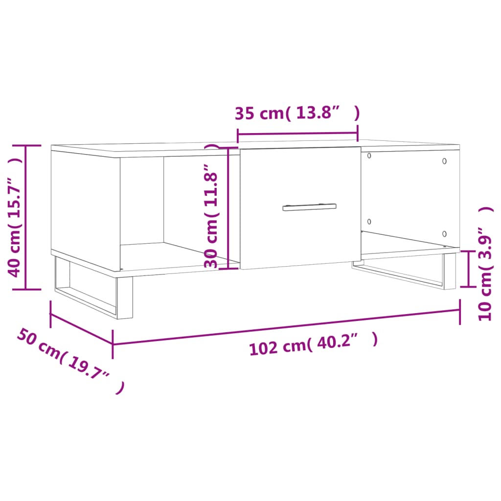 vidaXL Konferenčný stolík betónovo sivý 102x50x40 cm kompozitné drevo