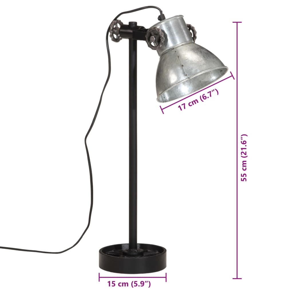 vidaXL Stolová lampa 25 W starožitná strieborná 15x15x55 cm E27