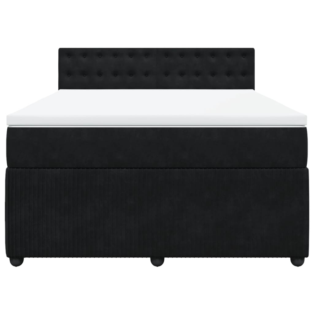 vidaXL Posteľný rám boxspring s matracom čierny 140x190 cm zamat