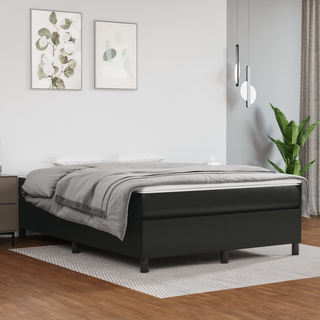 vidaXL Boxspring posteľ s matracom čierny 140x190 cm umelá koža