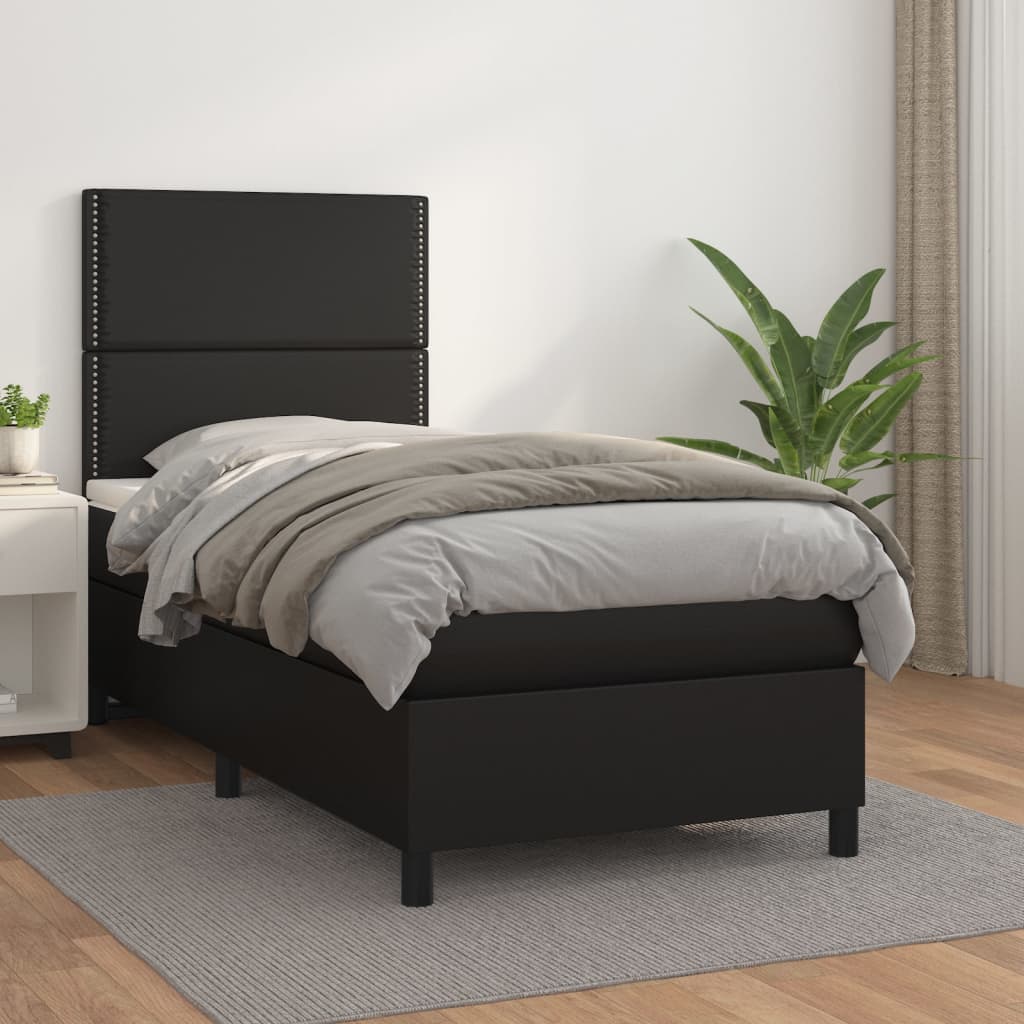 vidaXL Boxspring posteľ s matracom čierna 80x200 cm umelá koža