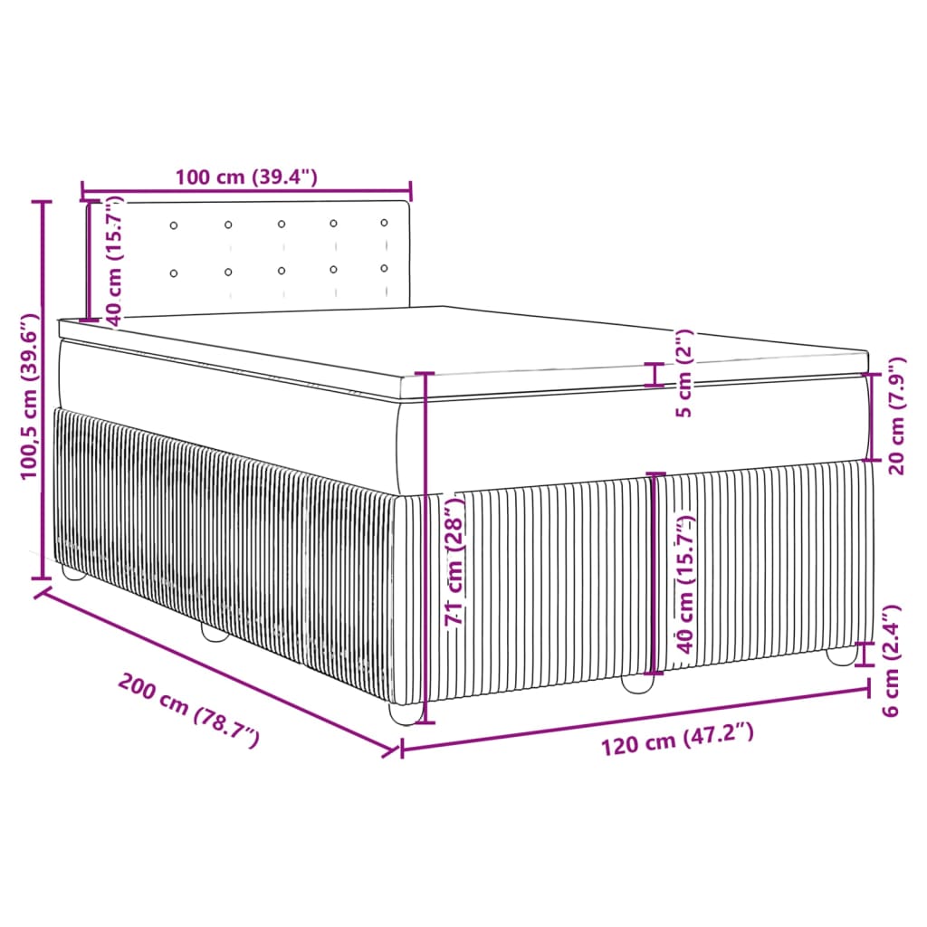 vidaXL Boxspring posteľ s matracom krémový 120x200 cm látka