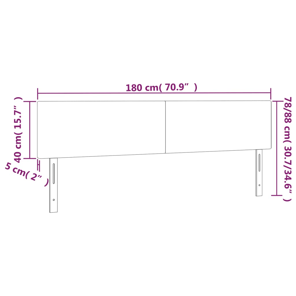 vidaXL Čelo postele s LED tmavomodré 180x5x78/88 cm zamat