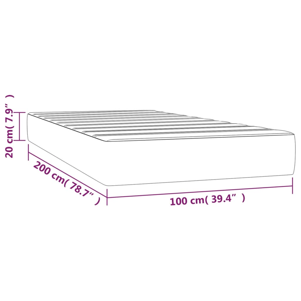 vidaXL Matrac s taštičkovými pružinami tmavosivý 100x200x20 cm látka