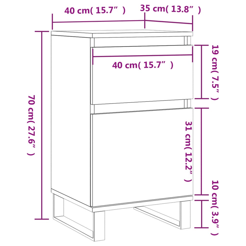 vidaXL Komoda sivá sonoma 40x35x70 cm kompozitné drevo