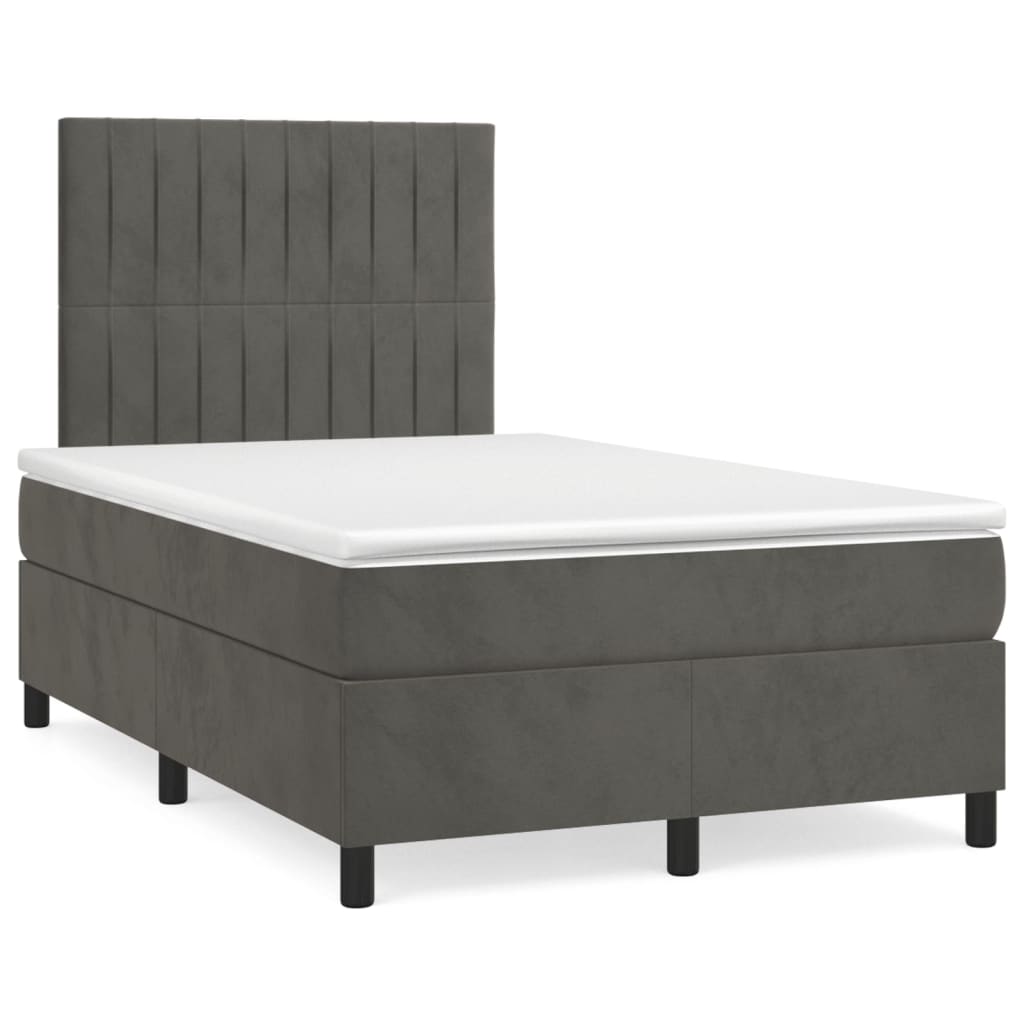 vidaXL Posteľný rám boxspring s matracom tmavosivý 90x190 cm zamat