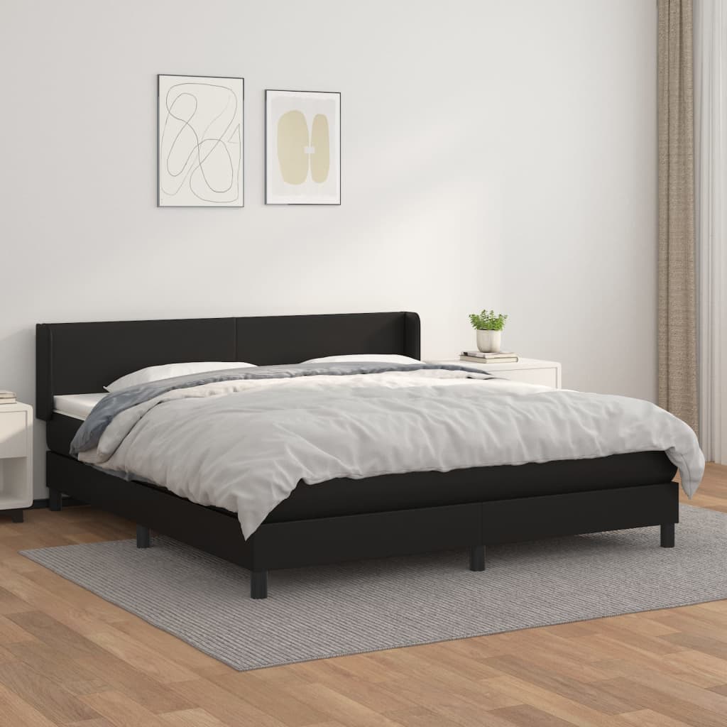 vidaXL Boxspring posteľ s matracom čierna 160x200 cm umelá koža