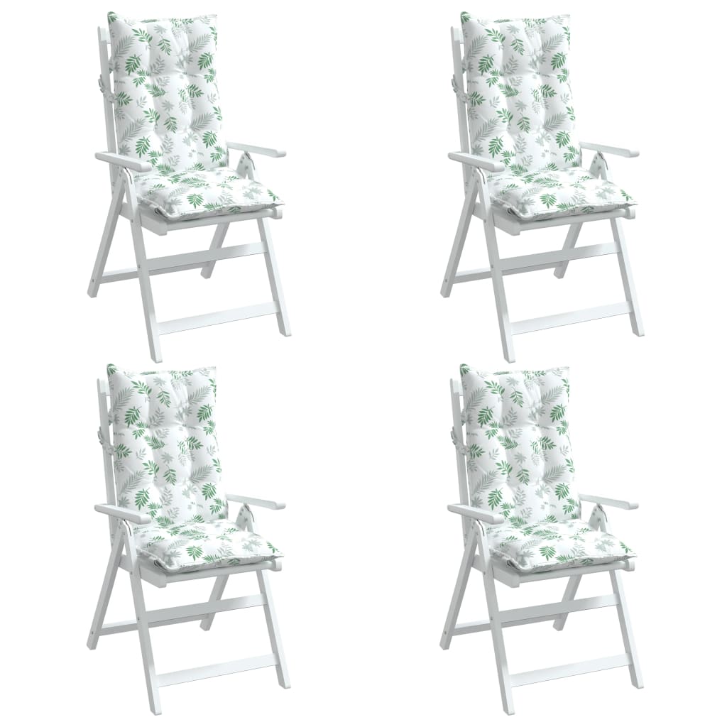 vidaXL Podušky na stoličky s vysokým operadlom 4 ks vzor lístia látka