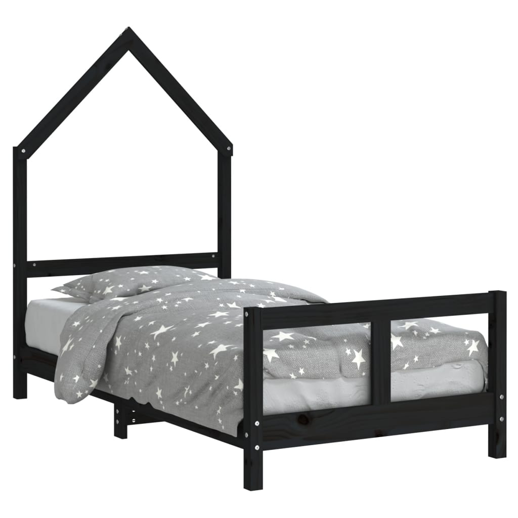 vidaXL Rám detskej postele čierny 80x160 cm masívna borovica