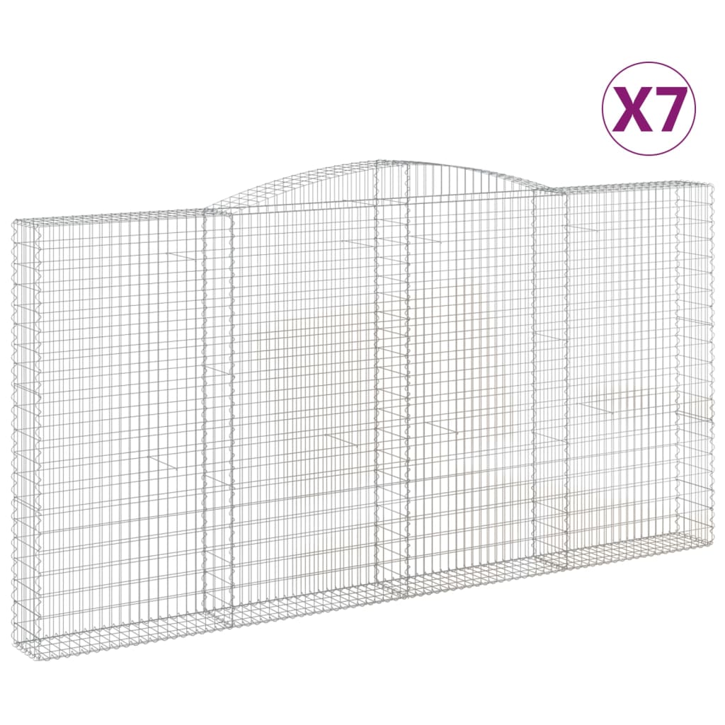 vidaXL Oblúkový gabionový kôš 7 ks 400x30x200/220cm pozinkované železo