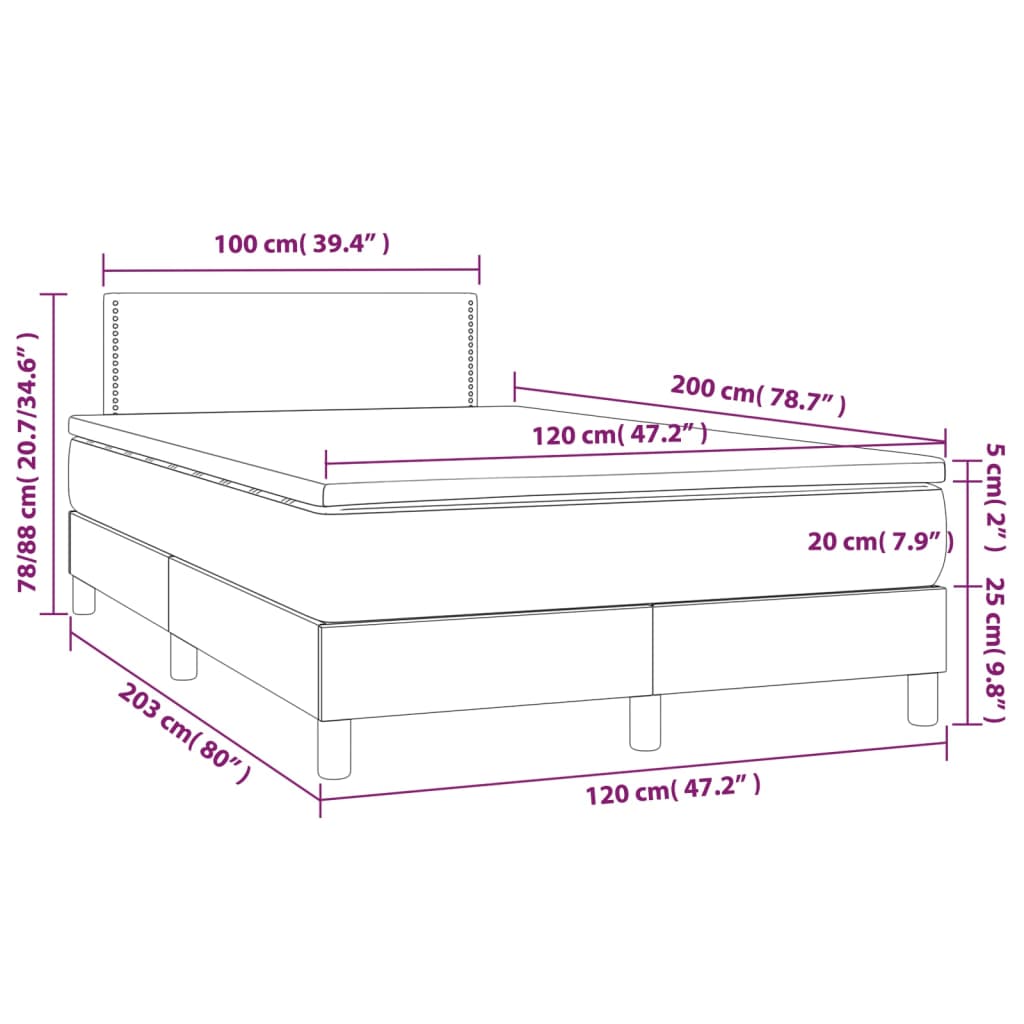 vidaXL Boxspring posteľ s matracom sivá 120x200 cm umelá koža