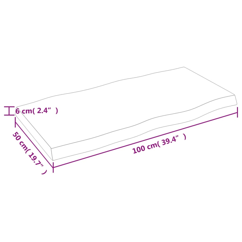 vidaXL Stolová doska tmavohnedá 100x50x(2-6)cm ošetrený masív hrany