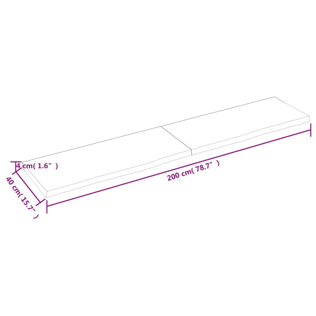 vidaXL Kúpeľňová doska tmavohnedá 200x40x(2-4) cm ošetrený masív