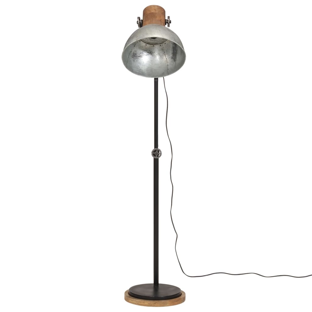 vidaXL Podlahová lampa 25 W starožitná strieborná 30x30x100-150 cm E27