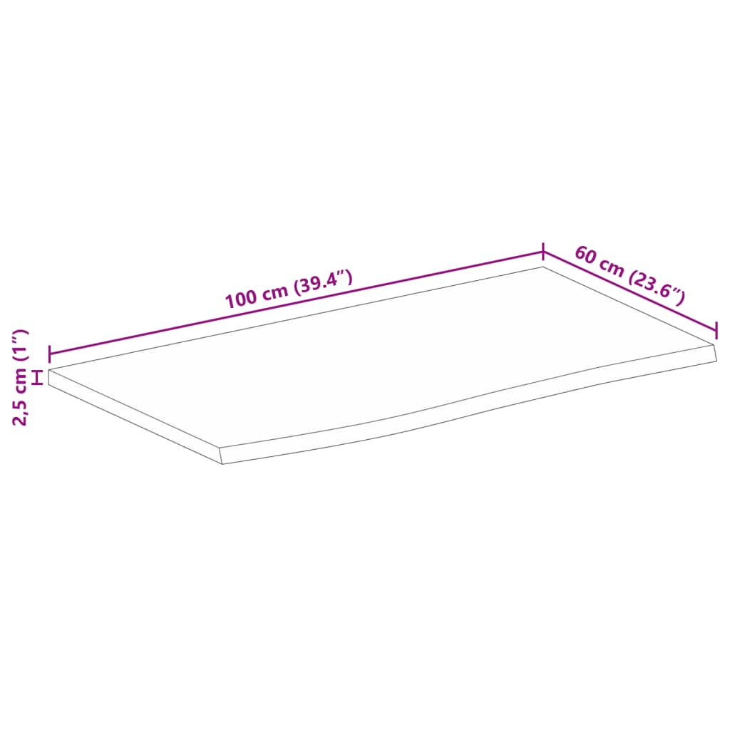 vidaXL Stolová doska 100x60x2,5 cm živý okraj masívny mangovník