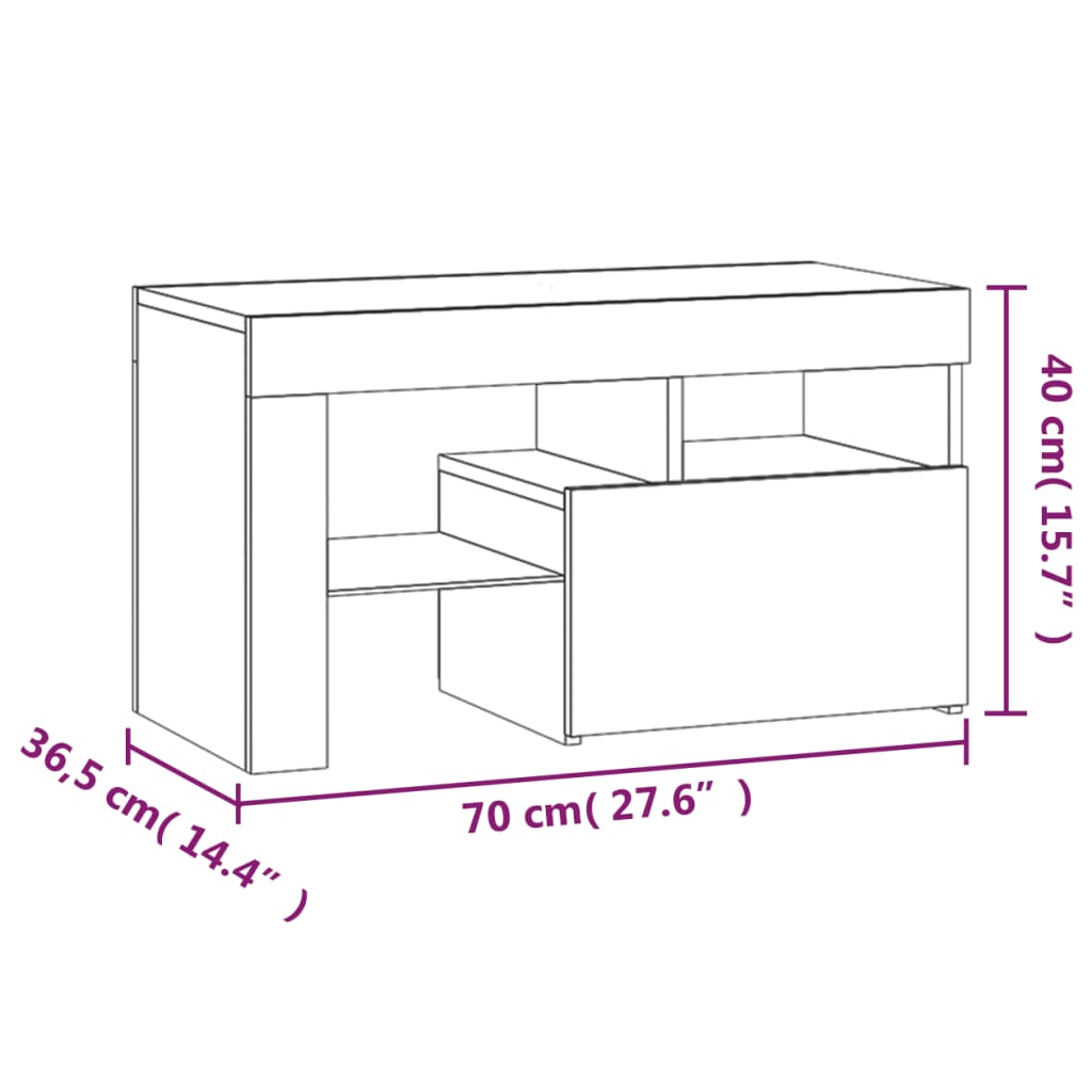 vidaXL Nočné stolíky s LED svetlami 2 ks čierne 70x36,5x40 cm