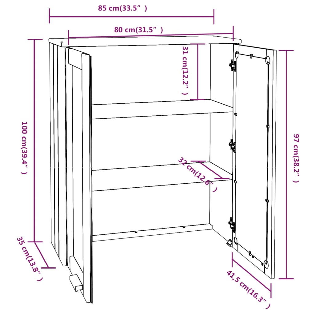 vidaXL Nadstavec na komodu HAMAR, tmavosivý 85x35x100 cm, borovica