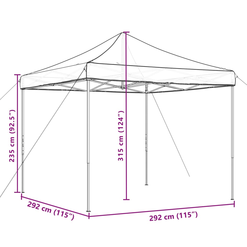 vidaXL Skladací pop-up párty stan tehlový 292x292x315 cm