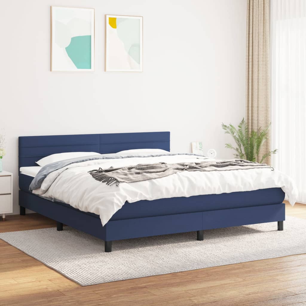 vidaXL Posteľný rám boxspring s matracom modrý 180x200 cm látka