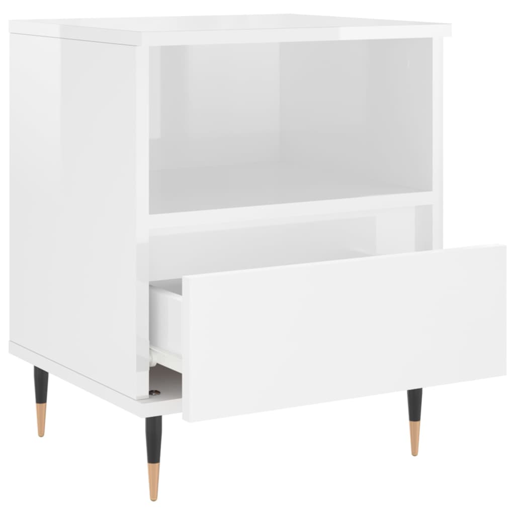 vidaXL Nočné stolíky 2 ks lesklé biele 40x35x50 cm kompozitné drevo