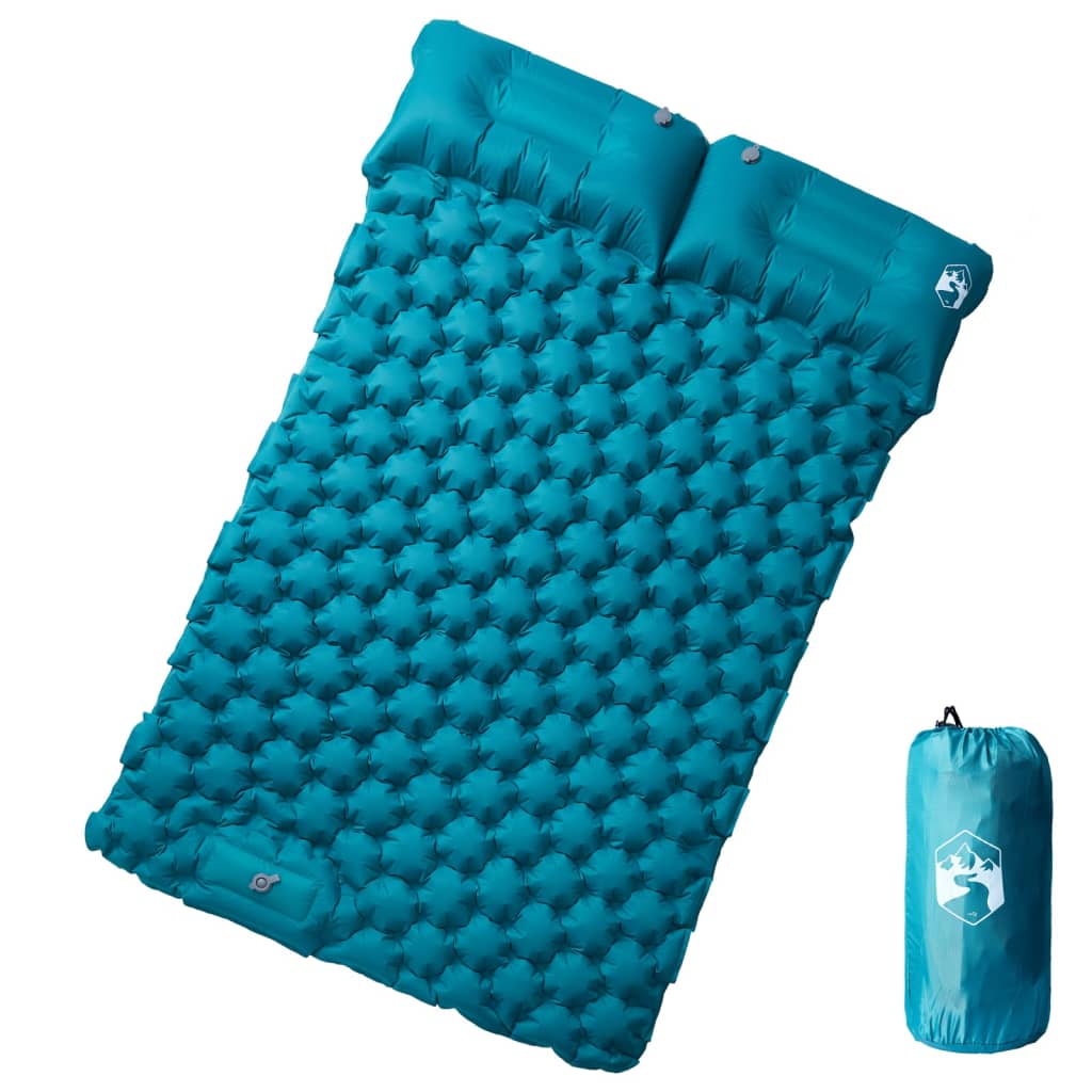 vidaXL Samonafukovací kempingový matrac s vankúšmi, 2 osoby, modrý