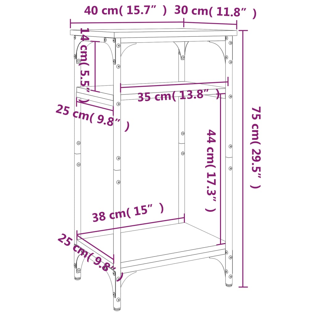 vidaXL Bočný stolík čierny 40x30x75 cm spracované drevo