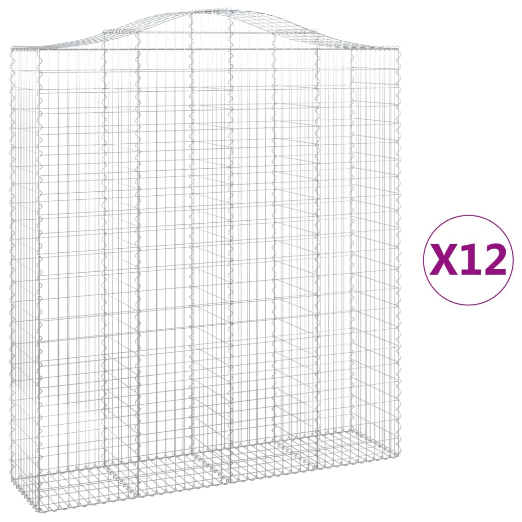 vidaXL Oblúkový gabiónový kôš 12ks 200x50x220/240cm pozinkované železo