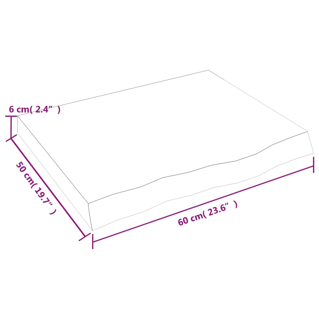 vidaXL Stolová doska 60x50x(2-6) cm neošetrený dubový masív