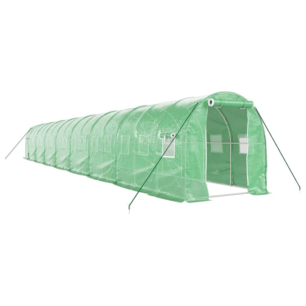 vidaXL Fóliovník s oceľovým rámom zelený 32 m² 16x2x2 m