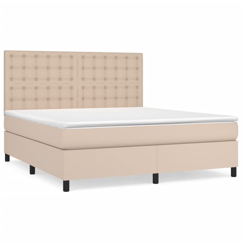 vidaXL Boxspring posteľ s matracom kapučínová 160x200 cm umelá koža