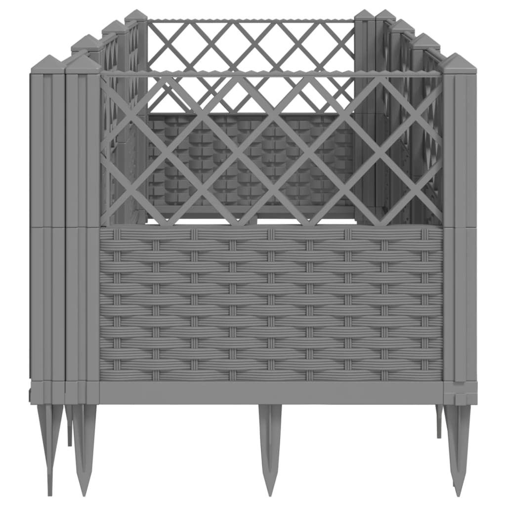 vidaXL Záhradný kvetináč s kolíkmi bledosivý 123,5x43,5x43,5 cm PP