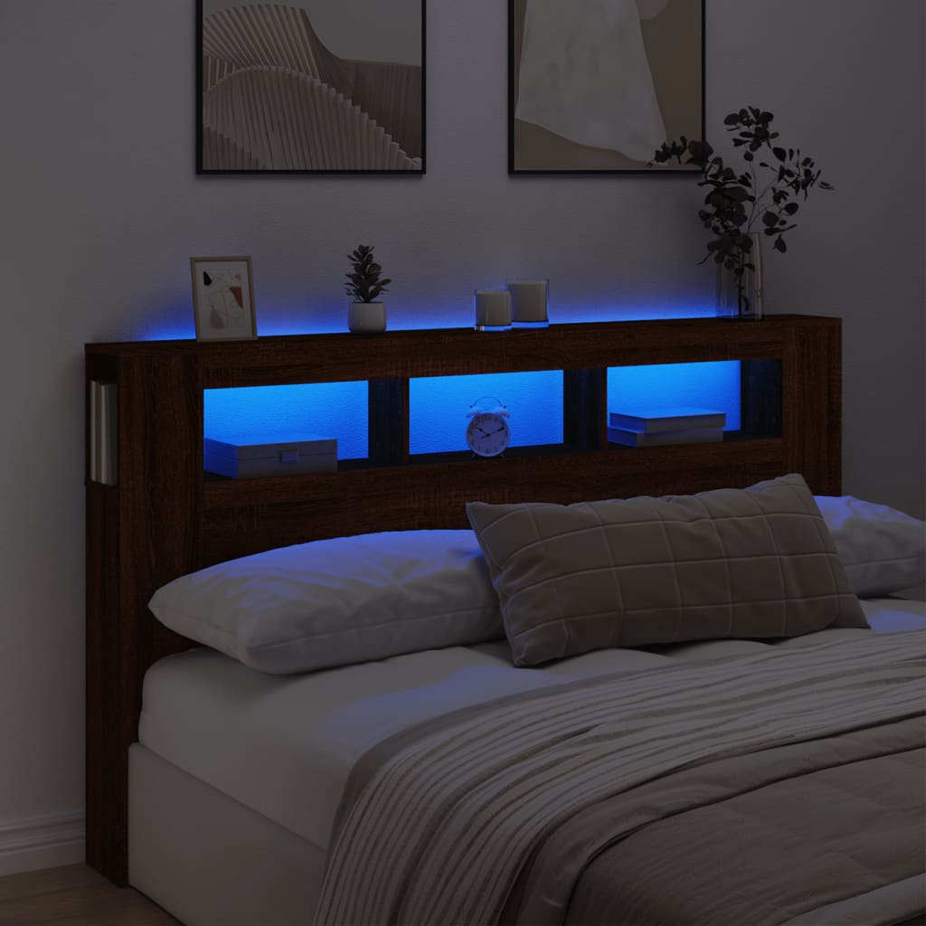 vidaXL Čelo s LED hnedý dub 180x18,5x103,5 cm kompozitné drevo