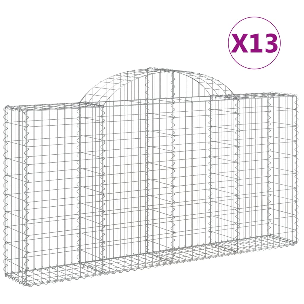 vidaXL Oblúkové gabiónové koše 13 ks 200x30x100/120cm pozinkov. železo