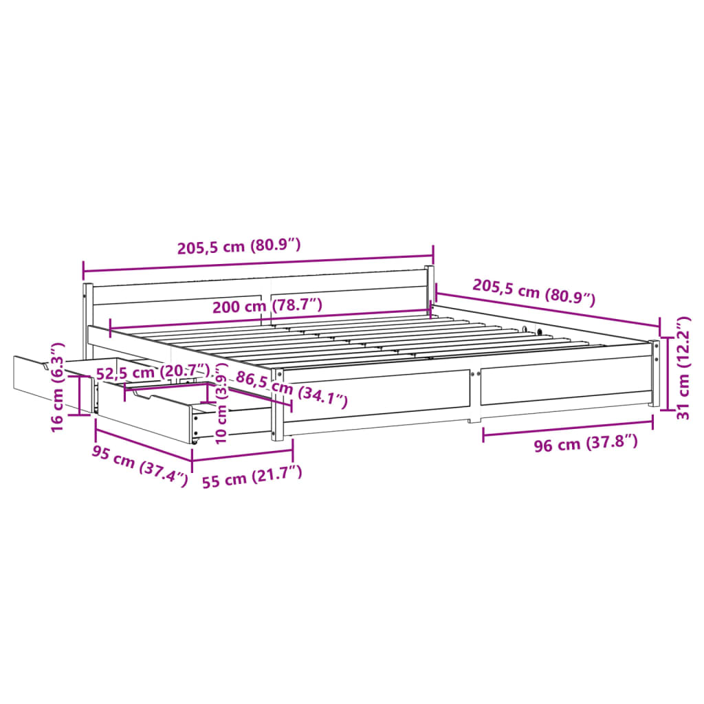 vidaXL Posteľ bez matraca biela 200x200 cm masívna borovica