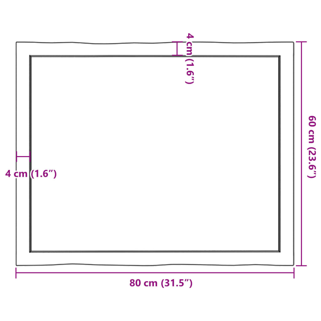 vidaXL Stolová doska svetlohnedá 80x60x(2-4)cm ošetrený masív hrany