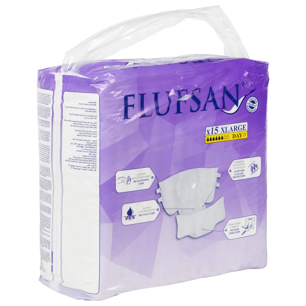 Flufsan Plienky pre dospelých jednorázové 15 ks veľkosť XL