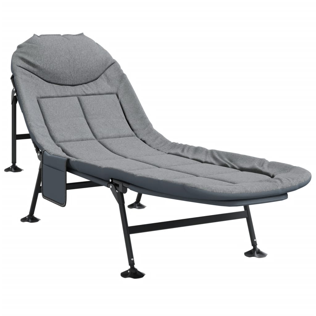 vidaXL Rybárska posteľ s nohami do bahna skladacia sivá melanž
