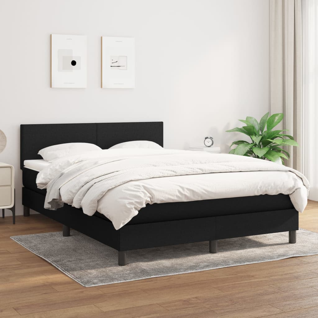 vidaXL Posteľný rám boxspring s matracom čierny 140x200 cm látka