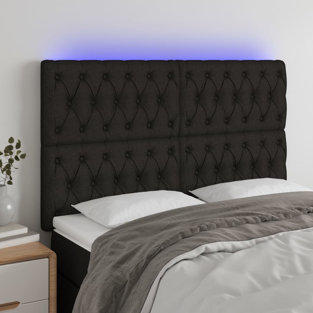 vidaXL Čelo postele s LED čierne 160x7x118/128 cm látka