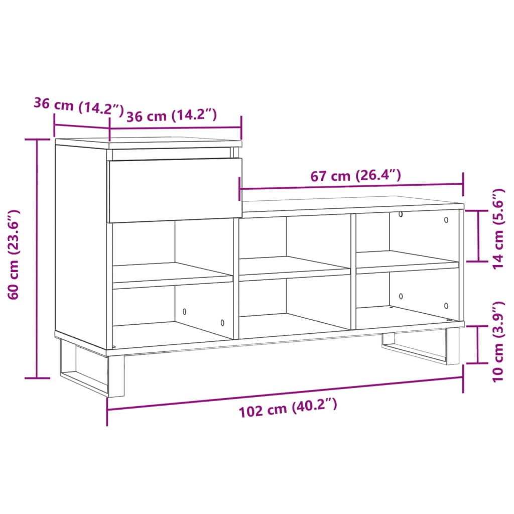 vidaXL Botník lesklý biely 102x36x60 cm spracované drevo