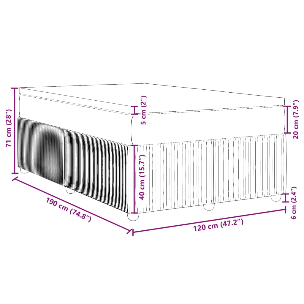 vidaXL Boxspring posteľ s matracom, tmavomodrá 120x190 cm, zamat