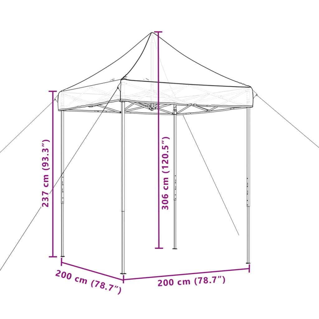 vidaXL Skladací pop-up párty stan burgundský 200x200x306 cm